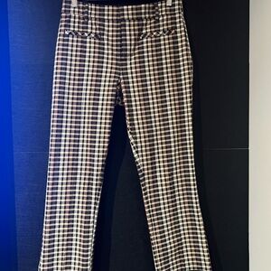 Anthropologie Black, White, Tan Kick Flare Trousers. Never worn